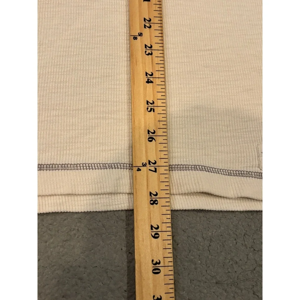 Banana Republic Mens Large Thermal Waffle Knit Shirt Off White Long Sleeve Crew
